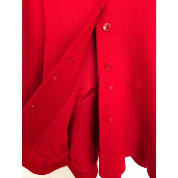 Alexander Mcqueen Red Wool Flounce Coat 38 - Picture 6 of 16